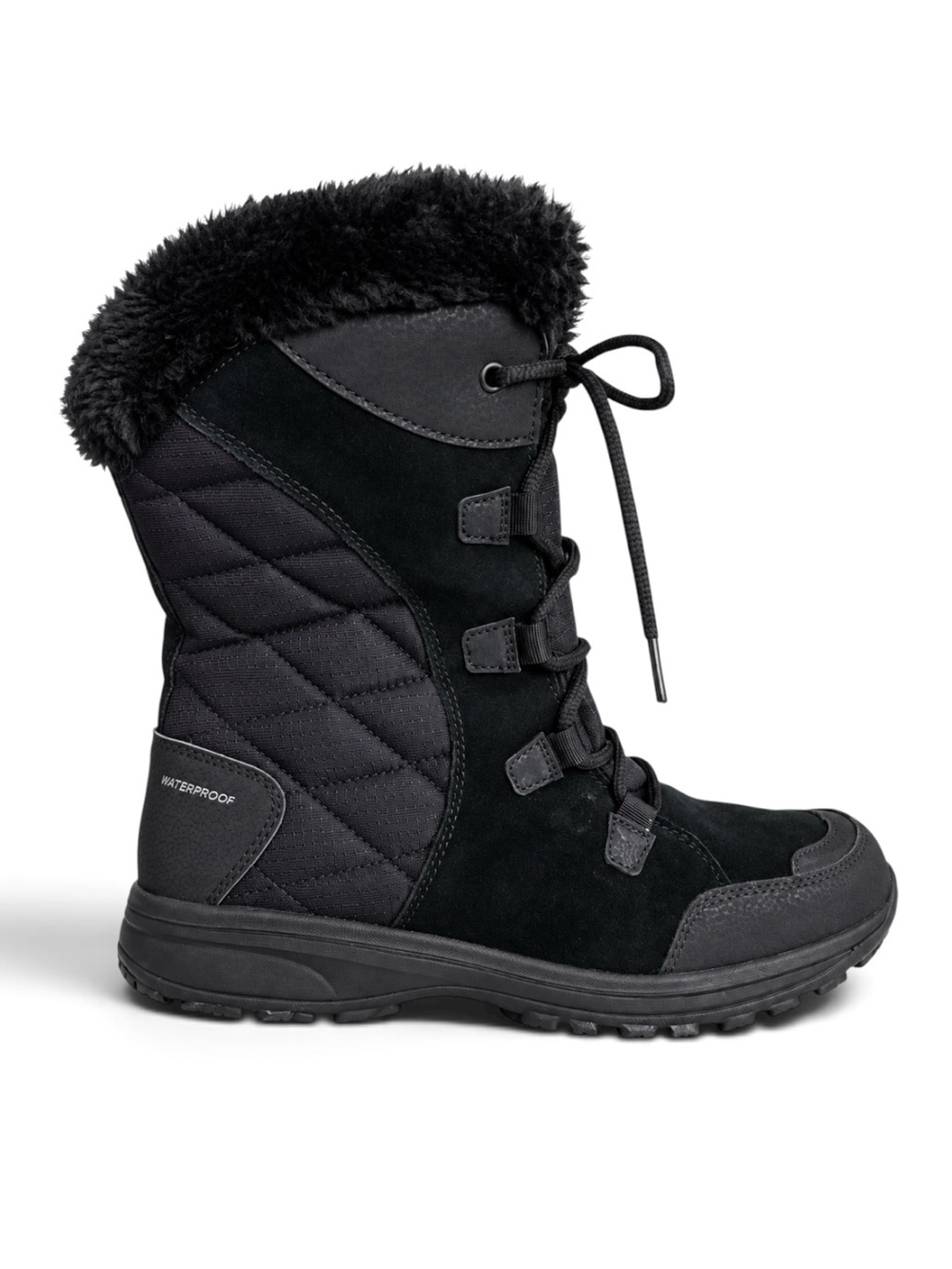 Columbia Waterproof Quilted Faux Fur Winter Snow Boots Black Size 8